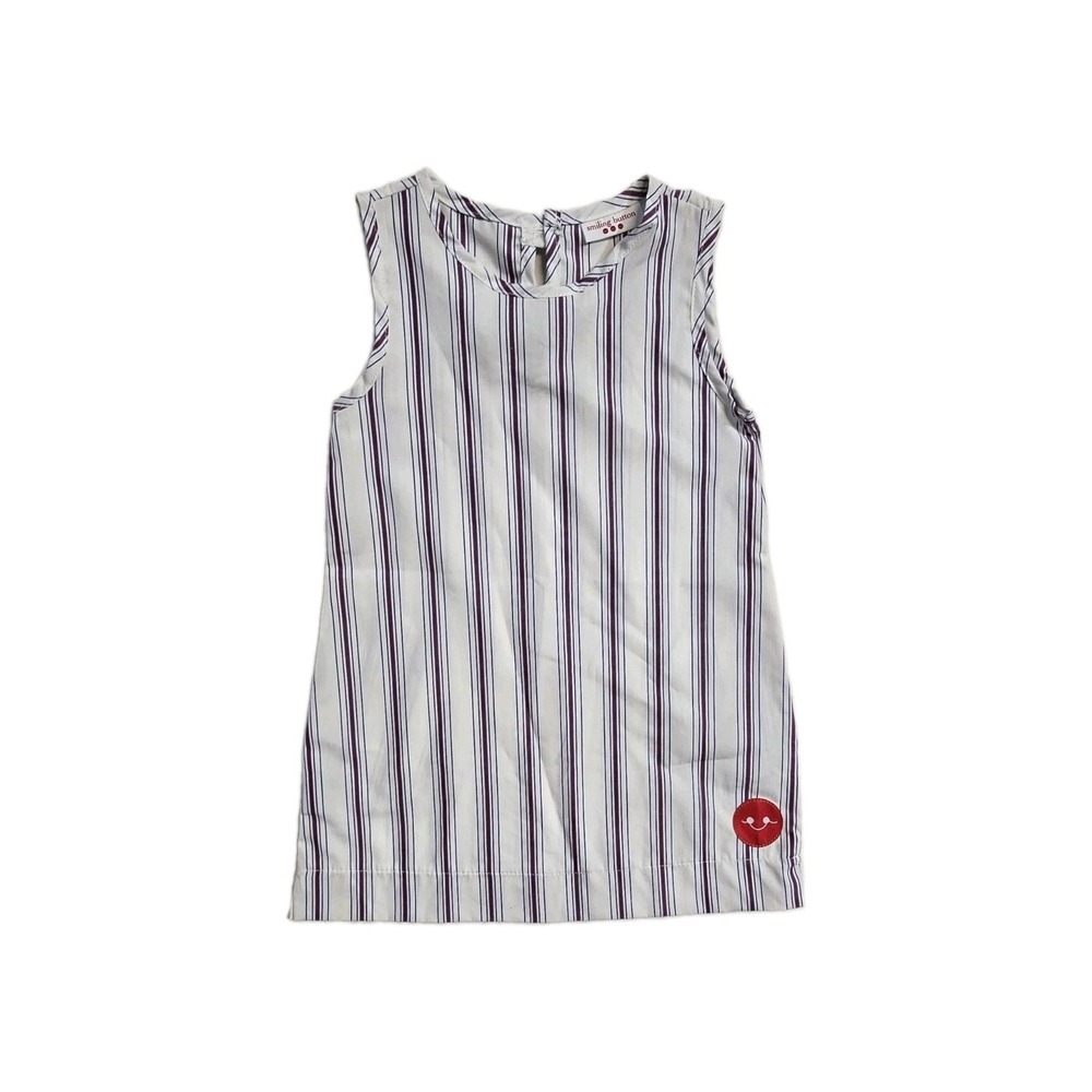 Smiling Button Boutique Girls Dress Red 3 T Cotton White Striped Blue Red NEW
